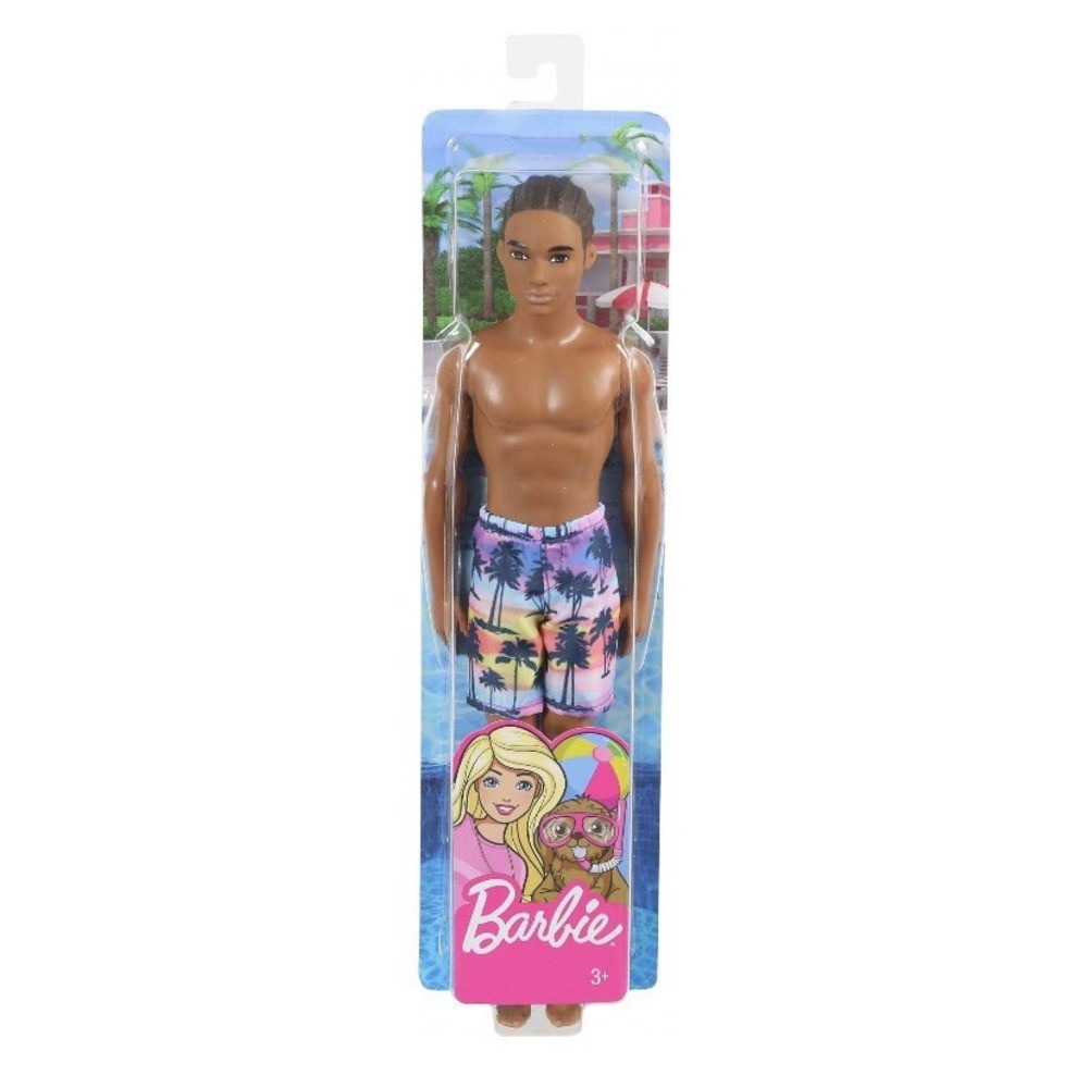 Barbie Ken Beach Doll Wearing Tropical Print Swimsuit New In Package Retro Cool